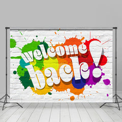 Lofaris White Brick Wall Splash Welcome Back Party Backdrop