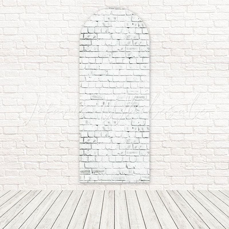White Bricks Wall Clean Rustic Vibe Arch Backdrop For Minimal Setup