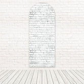 White Bricks Wall Clean Rustic Vibe Arch Backdrop For Minimal Setup