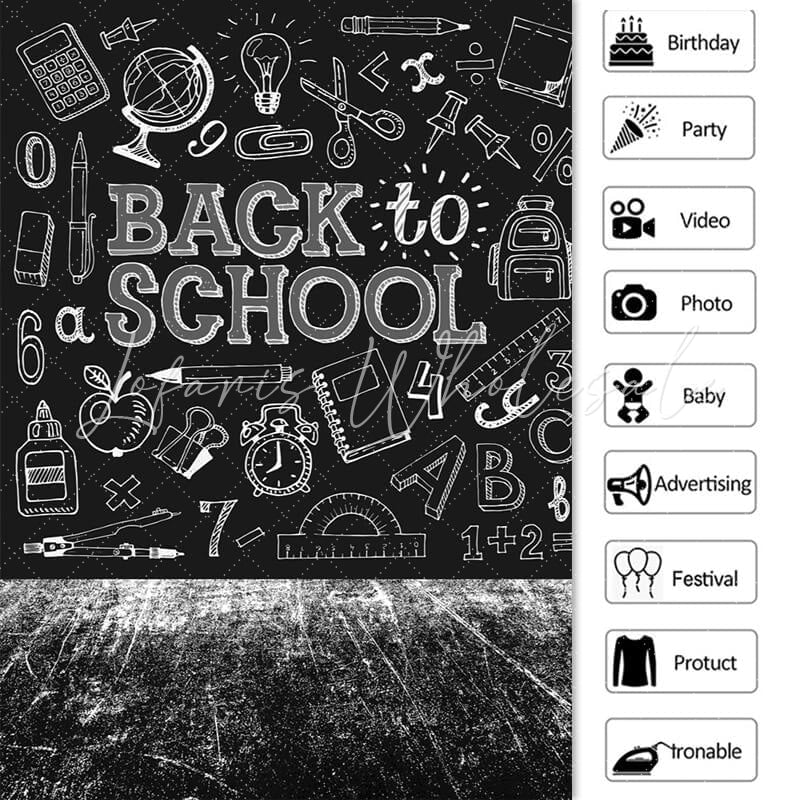 Lofaris White chalk blackboard graffiti back to school backdrop