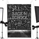 Lofaris White chalk blackboard graffiti back to school backdrop