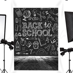 Lofaris White chalk blackboard graffiti back to school backdrop