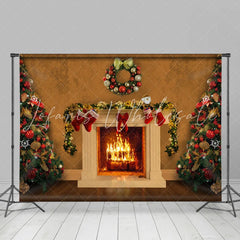 Lofaris White Closet And Christmas Trees Warm House Backdrop