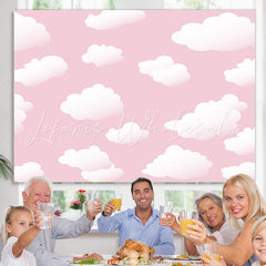 Lofaris White Cloud Pink Sky Simple Baby Shower Party Backdrop