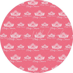 Lofaris White Crown Round Pink Baby Shower Backdrop For Girl