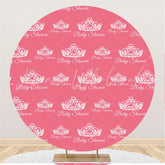 Lofaris White Crown Round Pink Baby Shower Backdrop For Girl