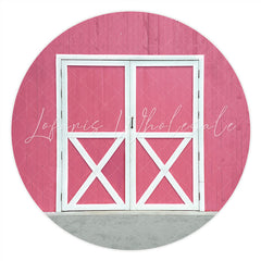 Lofaris White Door And Pink Wood Round Wedding Decro Backdrop
