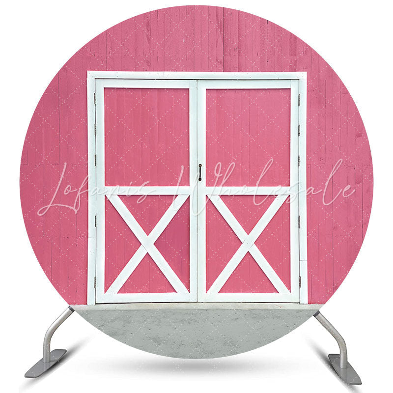 Lofaris White Door And Pink Wood Round Wedding Decro Backdrop