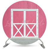 Lofaris White Door And Pink Wood Round Wedding Decro Backdrop