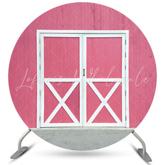 Lofaris White Door And Pink Wood Round Wedding Decro Backdrop
