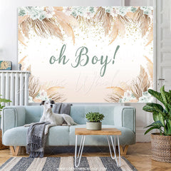 Lofaris White Floral And Light Coffee Leaf Baby Shower Backdrop