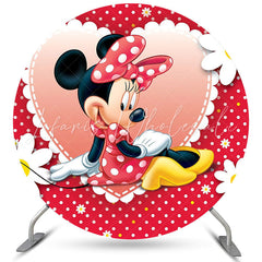 Lofaris White Floral And Red Cartoon Mouse Birthday Backdrop