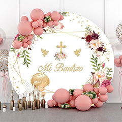 Lofaris White Floral Angel Baby Mi Bautizo Baptism Backdrop