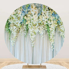 Lofaris White Floral Curtain Holy Round Wedding Backdrop