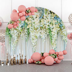 Lofaris White Floral Curtain Holy Round Wedding Backdrop