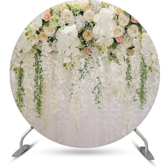 Lofaris White Floral Leaf Tassel Holy Round Wedding Backdrop