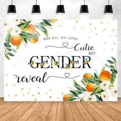 Lofaris White Floral Oranges Sparkle Boho Gender Reveal Backdrop