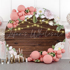 Lofaris White Flower Gold Light Happy Birthday Circle Backdrop