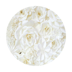 Lofaris White Flower Round Happy Birthday Backdrop For Party