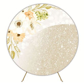 White Flowers Elegant Round Backdrop For Sophisticated Decor