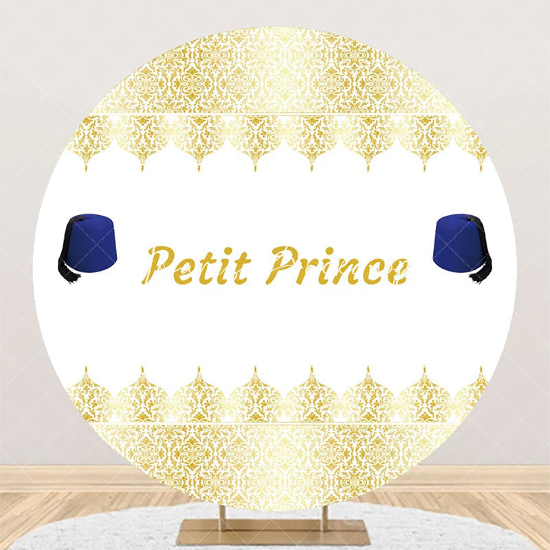 Lofaris White Gold Blue Fez Hat Petit Prince Round Backdrop