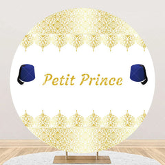 Lofaris White Gold Blue Fez Hat Petit Prince Round Backdrop
