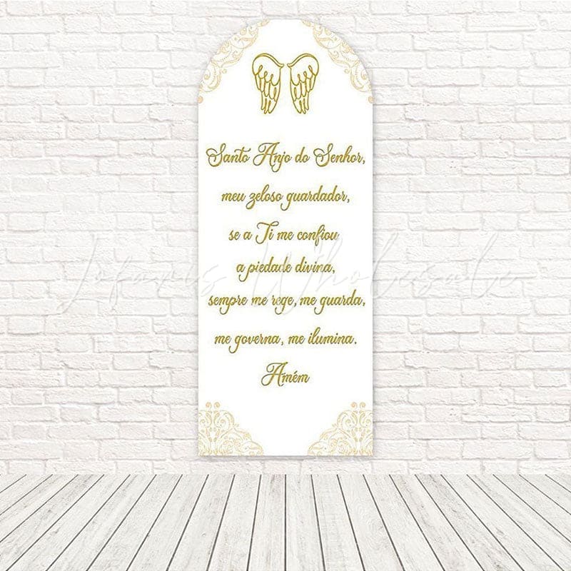 White Gold Christening Glow Shine Arch Backdrop For Holy Blessing