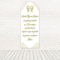 White Gold Christening Glow Shine Arch Backdrop For Holy Blessing