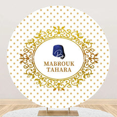 Lofaris White Gold Dots Hat Mabrouk Tahara Round Backdrop