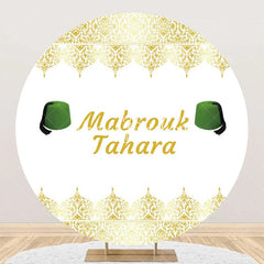 Lofaris White Gold Green Hat Mabrouk Tahara Round Backdrop