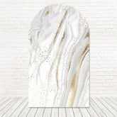 White Gold Marble Shine Arch Backdrop For Elegant Party Mood