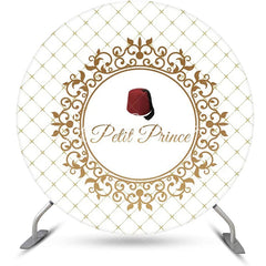 Lofaris White Gold Plaid Red Hat Petit Prince Round Backdrop