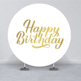 Lofaris White Gold Simple Birthday Round Party Backdrops