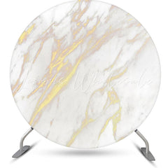 Lofaris White Golden Marble Simple Round Birthday Backdrop
