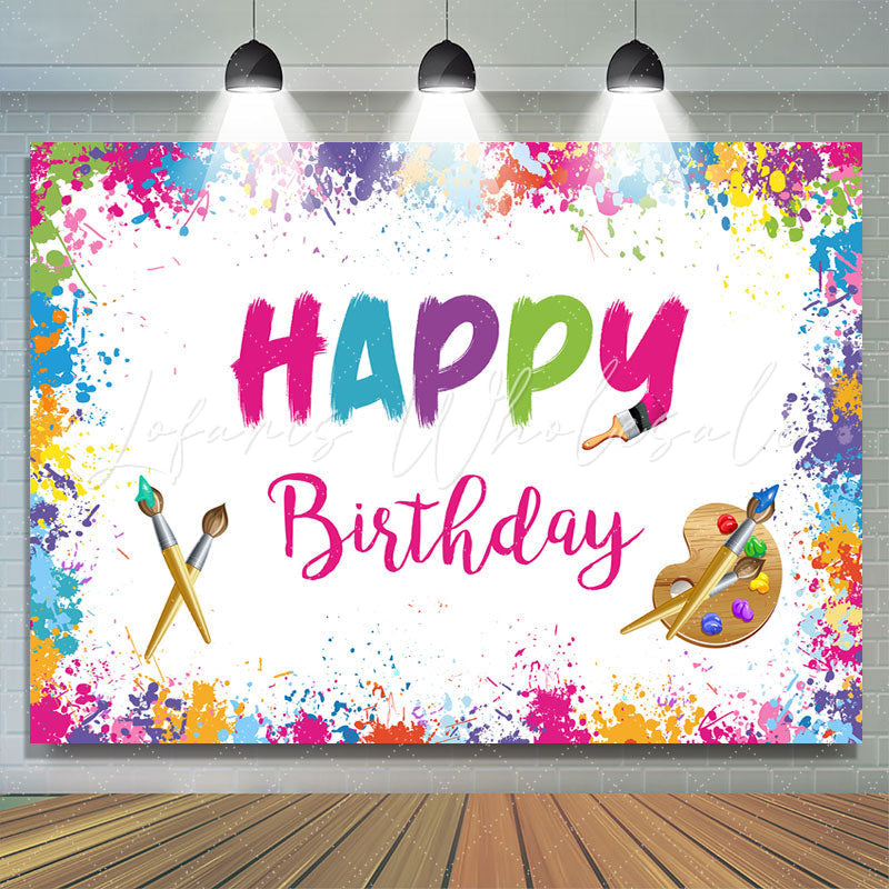 Lofaris White Graffiti Wall Happy Birthday Backdrop Decoration