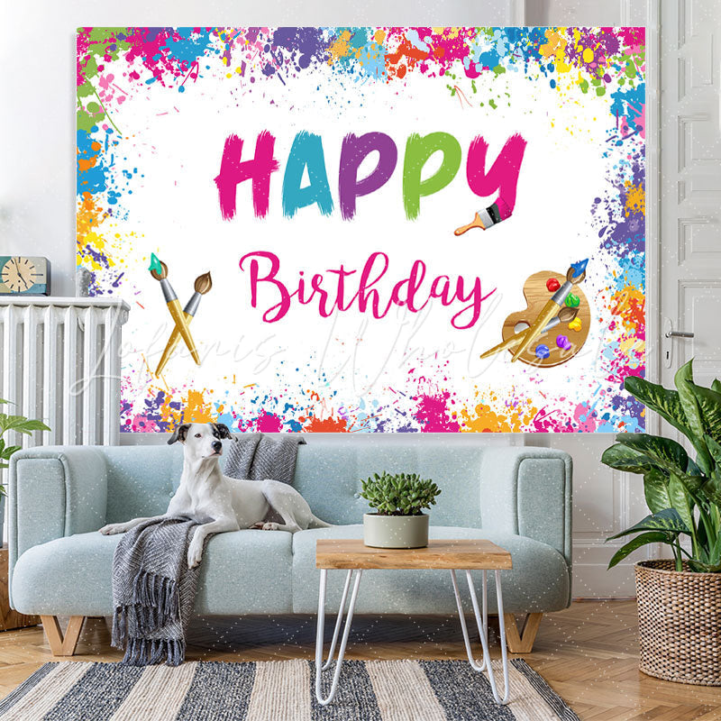 Lofaris White Graffiti Wall Happy Birthday Backdrop Decoration