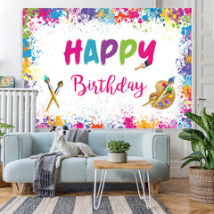 Lofaris White Graffiti Wall Happy Birthday Backdrop Decoration