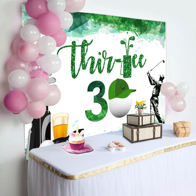 Lofaris White Green Golf Field 30th Birthday Party Backdrop