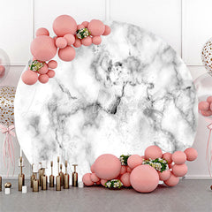 Lofaris White Grey Marble Texture Round Birthday Backdrop