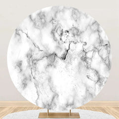 Lofaris White Grey Marble Texture Round Birthday Backdrop