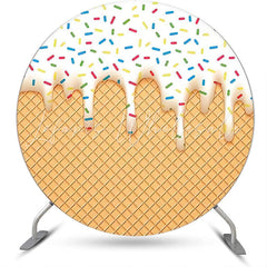 Lofaris White Ice Cream Candy Rhombus Plaid Circle Backdrop