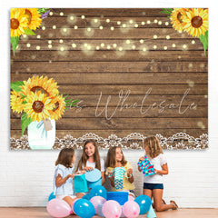Lofaris White Lace and Sunflowers Wooden Backdrop for Party