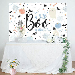 Lofaris White Little Boo Bats Halloween Baby Shower Backdrop