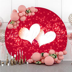 Lofaris White Love With Red Bokeh Round Valentines Backdrop