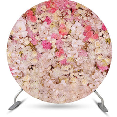 Lofaris White Pink Floral Wall Colors Round Wedding Backdrop