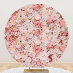 Lofaris White Pink Floral Wall Holy Round Wedding Backdrop