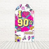 White Pink I Love 90s Arch Backdrop For Nostalgic Party Decor