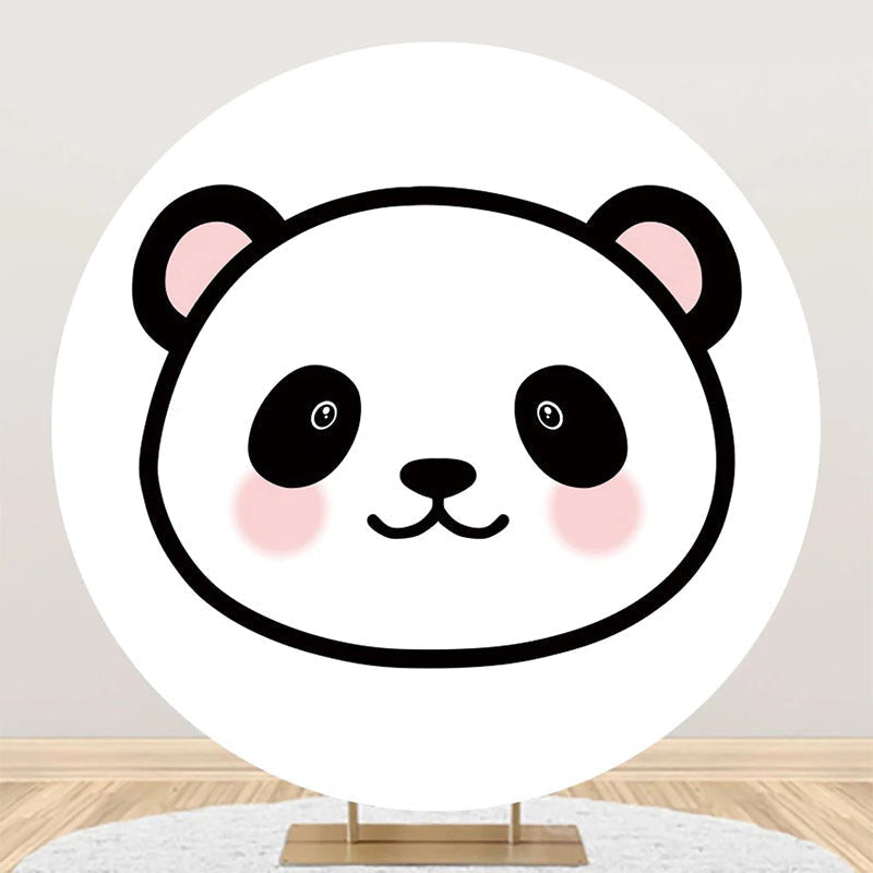 Lofaris White Pink Panda Simple Round Baby Shower Backdrop