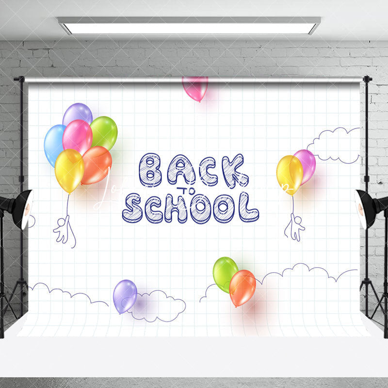 Lofaris White Plaid Colorful Balloon Back To School Backdrop