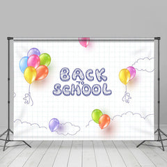 Lofaris White Plaid Colorful Balloon Back To School Backdrop